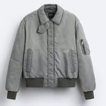 Куртка-бомбер Zara Quilted, серый