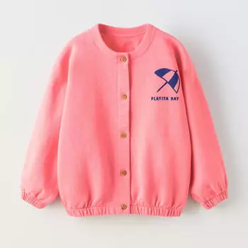 Куртка-бомбер Zara Summer Camp Embroidered, ярко-красный