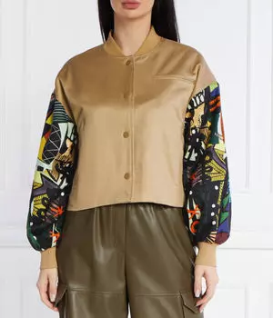 Куртка-бомбер женская Desigual с цветными рукавами, коричневый
