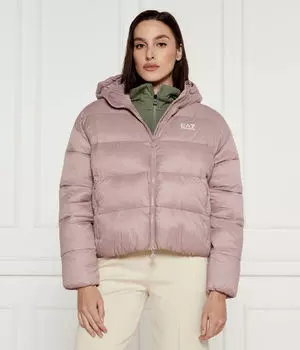 Куртка-бомбер женская Ea7 утепленная с капюшоном, розовый