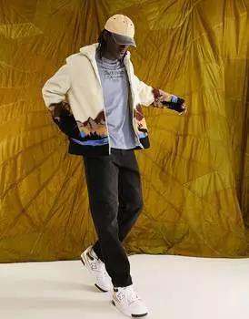 Куртка бордовый с живописным принтом ASOS DESIGN