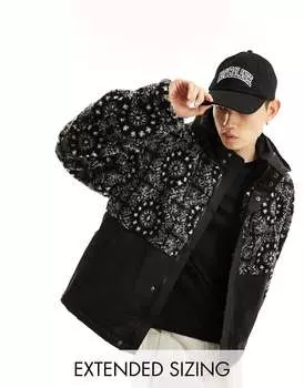 Куртка борг с черным принтом пейсли ASOS
