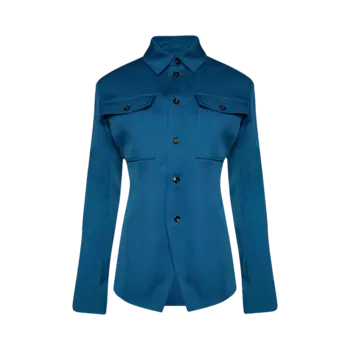 Куртка Bottega Veneta Wool Gabardine Shirt 'Pacific Blue', синий