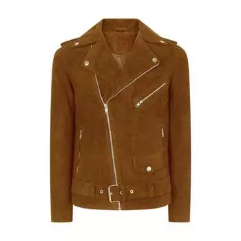 Куртка Brando Slim Cross Zip Suede Leather TruClothing, коричневый