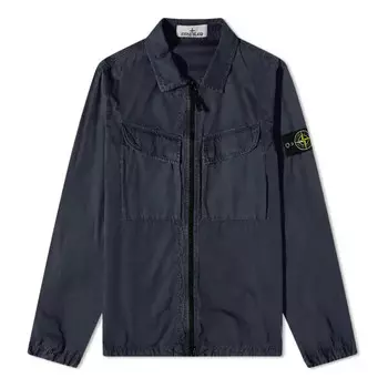Куртка brushed cotton canvas zip overshirt 'navy' Stone Island, синий