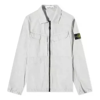 Куртка brushed cotton canvas zip overshirt 'pearl grey' Stone Island, серый