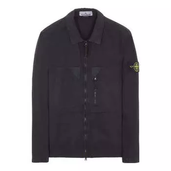 Куртка brushed cotton canvas zip shirt jacket 'navy' Stone Island, синий