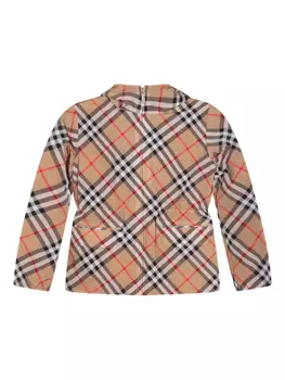 Куртка Burberry Kids из нейлона в клетку, коричневый