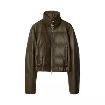 Куртка Burberry Leather Puffer Jacket Sand, коричневый