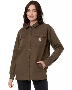 Куртка Carhartt Rugged Flex Loose Fit Canvas Fleece-Lined Shirt, цвет Tarmac
