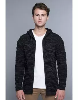 Куртка CARISMA Strickjacke Strickjacke Lang mit Kapuze und Reiverschluss, черный