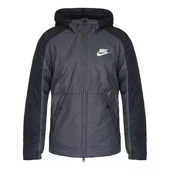Куртка casual hooded windproof stay warm black gray blackgray Nike, черный