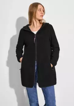 Куртка Cecil из искусственного меха, с капюшоном, с капюшоном, черный