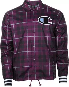 Куртка Champion Satin Coaches Jacket Ribbed Cuff AOP, цвет Plaid 101 Venetian Purple