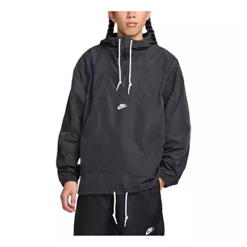 Куртка club marina anorak asia sizing 'black white' Nike, черный