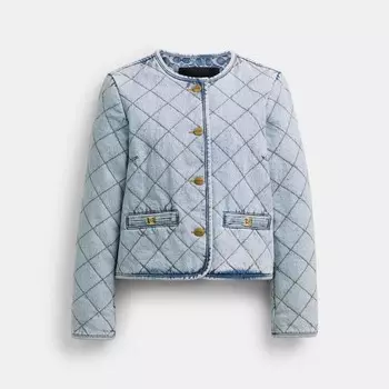 Куртка Coach Heritage C Quilted Denim Jacket, цвет Light Blue