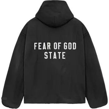 Куртка Coaches из текстурированного нейлона с капюшоном Fear Of God Essentials, цвет Obsidian Black/BLACK
