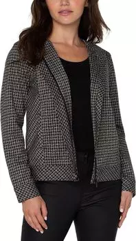 Куртка Collarless Zip Up Knit Jacket Liverpool Los Angeles, цвет Black/Tan Lattice Plaid