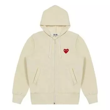 Куртка COMME des GARCONS PLAY Zip Hoodie Red Heart Emblem 'Ivory', бежевый