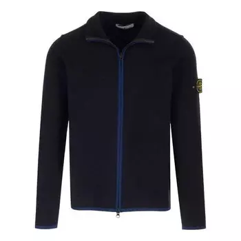 Куртка compass-patch high-neck zipped cardigan jacket 'black' Stone Island, черный