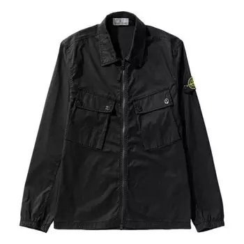 Куртка compass patch zip up shirt 'black' Stone Island, черный