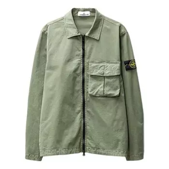 Куртка compass-patch zipped shirt jacket 'green' Stone Island, зеленый