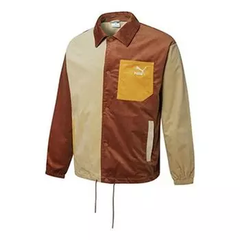 Куртка cord coach jacket corduroy splicing woven logo sports coffee Puma, бежевый