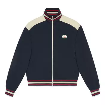 Куртка cotton jersey zip jacket 'navy' Gucci, синий