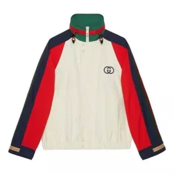 Куртка cotton nylon jacket with patch 'multicolor' Gucci, белый