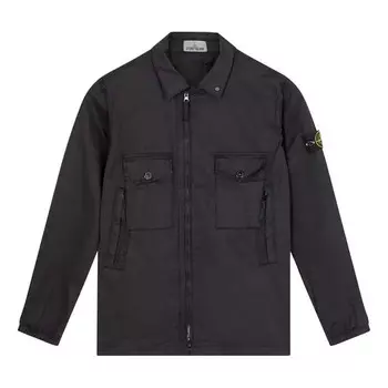 Куртка cotton overshirt 'black' Stone Island, черный