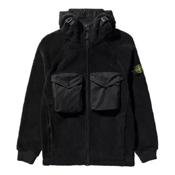 Куртка cotton pile garment dyed sweatshirt 'black' Stone Island, черный