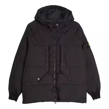Куртка crinkle reps hooded down jacket 'black' Stone Island, черный