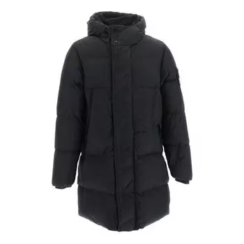 Куртка crinkle reps hooded down long jacket 'black' Stone Island, черный