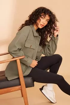 Куртка цвета хаки с пуговицами спереди QUIZ Clothing