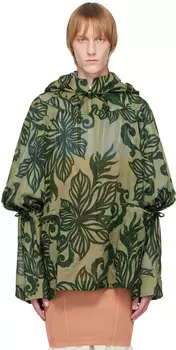 Куртка цвета хаки с рисунком Dries Van Noten