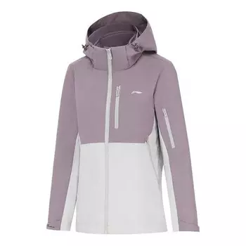 Куртка цветные блоки 3 в 1 флисовая ветровка с капюшоном Li-Ning, лиловый