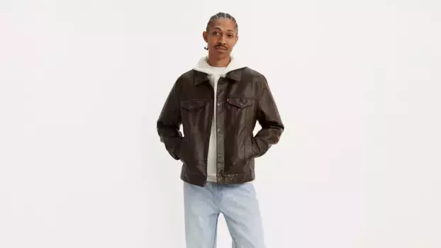 Куртка дальнобойщика из искусственной кожи Levi's, коричневый