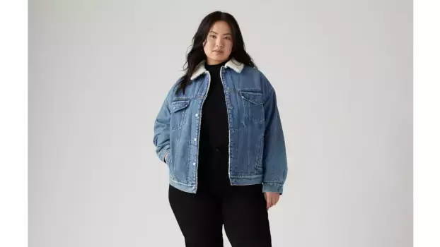Куртка дальнобойщика из шерпы 90-х (большие размеры) Levi's, цвет Inner Adventurer - Dark Wash