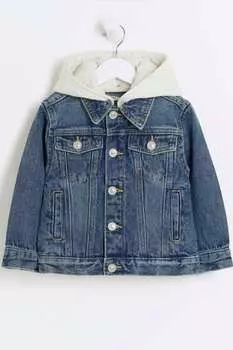 Куртка дальнобойщика с капюшоном для мальчика River Island, синий