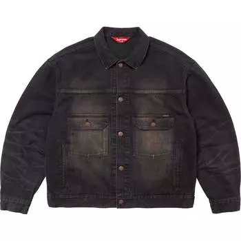 Куртка дальнобойщика с потертой кромкой Supreme, Washed Indigo/Washed Indigo