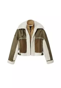 Куртка Desigual с мехом, зеленый