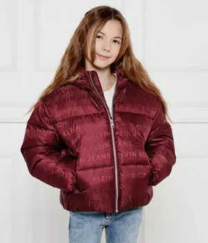 Куртка детская Calvin Klein Jeans теплая атласная, бургундия