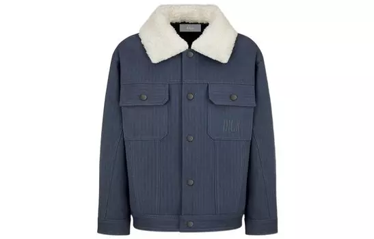 Куртка детская Dior с меховым воротником, темно-синий