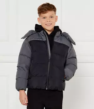 Куртка детская Ea7 утепленная с капюшоном, черный/серый