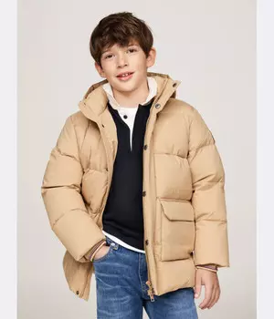 Куртка детская Tommy Hilfiger свободного кроя с капюшоном, бежевый