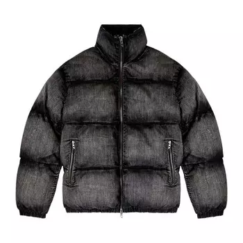 Куртка Diesel Faded Denim Puffer Jacket Black, черный