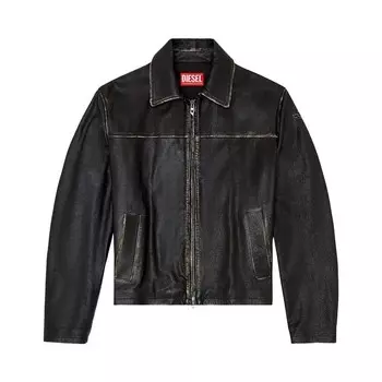 Куртка Diesel L-Blixia Distressed Leather Jacket Black, черный
