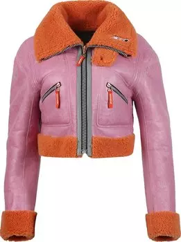 Куртка Diesel Leather And Shearling Cropped Biker Jacket 'Rose', розовый