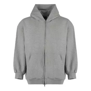 Куртка distressed cotton-jersey zip-up hoodie 'grey' Balenciaga, серый