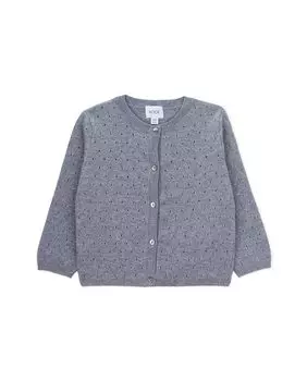 Куртка для девочки с ажуром и застежкой на пуговицы KNOT, серый